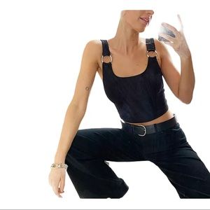 Weekday Piera Metal Ring Tank Top Black Size Lg